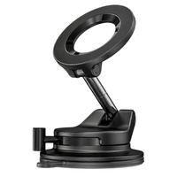 Lisen Suport auto Magnetic, prindere la bord, pliabil, reglabil la 360°, cu ventuză de baza mai mare Negru