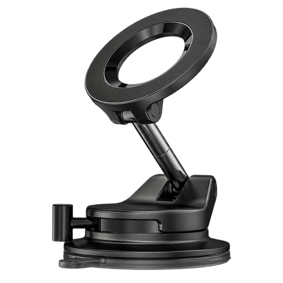Lisen Suport auto Magnetic, prindere la bord, pliabil, reglabil la 360°, cu ventuză de baza mai mare Negru