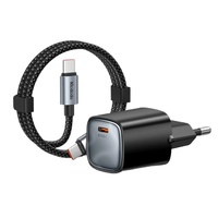 Mcdodo Set Incarcator Retea Nano Series GaN Fast Charge 65W, 1x Type-C si cablu Type-C-Type-C 1.2m, Negru