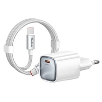 Mcdodo Set Incarcator Retea Nano Series GaN Fast Charge 65W, 1x Type-C si cablu Type-C-Type-C 1.2m, Alb