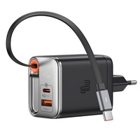 Mcdodo Set Incarcator Retea Fast Charge 40W si cablu Type-C retractabil 65 cm, FreeGo 1 x Type-C + 1 x USB-A, afișaj digital, Negru