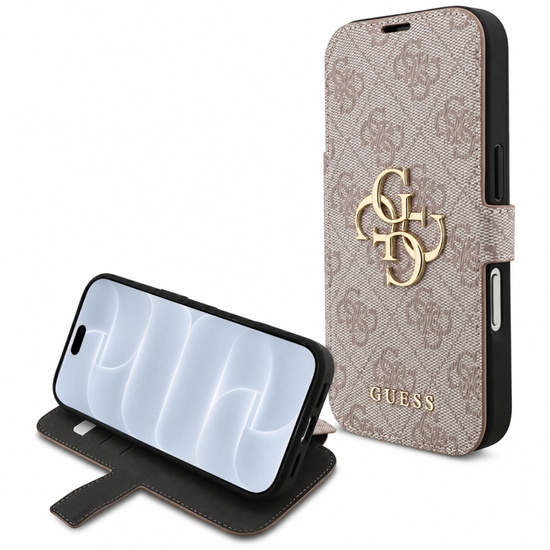 Guess Husa Book 4G Metal Logo iPhone 18 Pro Max / 17 Pro Max Roz