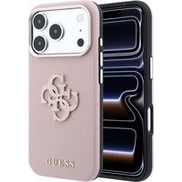 Guess Husa Grained Leather and Big Resin Logo iPhone 18 Pro / 17 Pro Roz