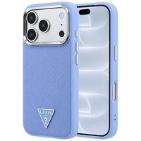 Guess Husa Grained Triangle Logo MagSafe iPhone 18 Pro / 17 Pro Light Blue