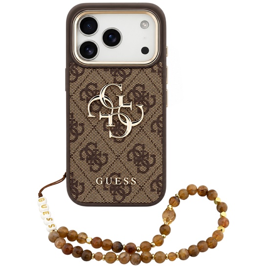 Guess Husa Hardcase 4G Classic Logo with Strap iPhone 18 Pro Max / 17 Pro Max Maro / Auriu