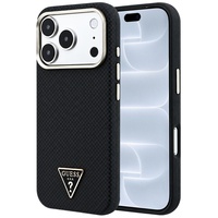 Guess Husa Kevlar Triangle Logo MagSafe iPhone 18 Pro / 17 Pro Negru