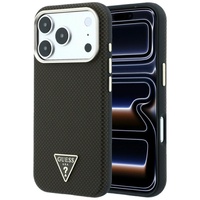 Guess Husa Kevlar Triangle Logo MagSafe iPhone 18 Pro / 17 Pro Maro