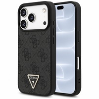 Guess Husa Leather 4G Triangle Strass MagSafe iPhone 18 Pro / 17 Pro Negru