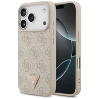 Guess Husa Leather 4G Triangle Strass MagSafe iPhone 18 Pro / 17 Pro Roz