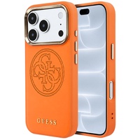 Guess Husa Leather Perforated 4G Logo MagSafe iPhone 18 Pro Max / 17 Pro Max Portocaliu