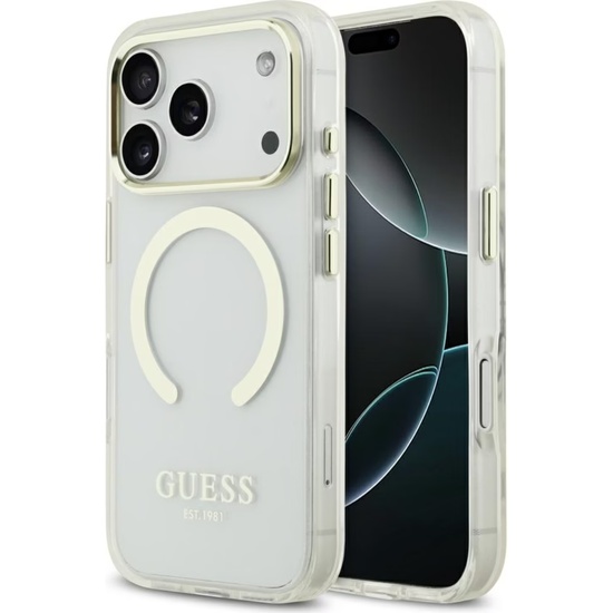 Guess Husa Metal Outline MagSafe iPhone 18 Pro Max / 17 Pro Max Auriu