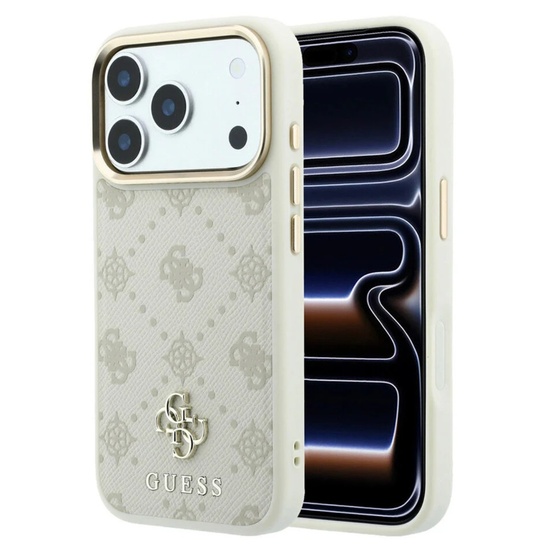 Guess Husa Peony 4G Small Logo MagSafe iPhone 18 Pro Max / 17 Pro Max Bej