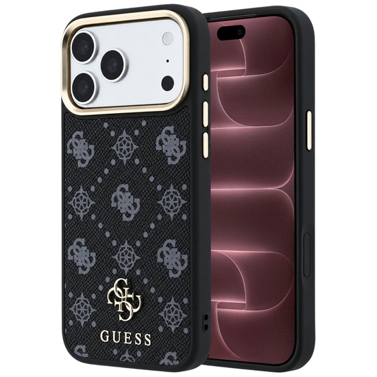 Guess Husa Peony 4G Small Logo MagSafe iPhone 18 Pro Max / 17 Pro Max Negru