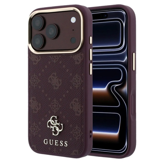 Guess Husa Peony 4G Small Logo MagSafe iPhone 18 Pro Max / 17 Pro Max Burgundy