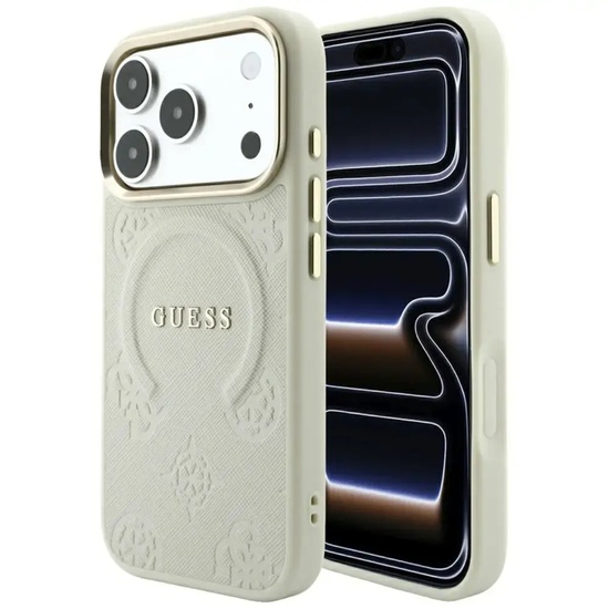 Guess Husa Peony Hot Stamp MagSafe iPhone 18 Pro Max / 17 Pro Max Bej