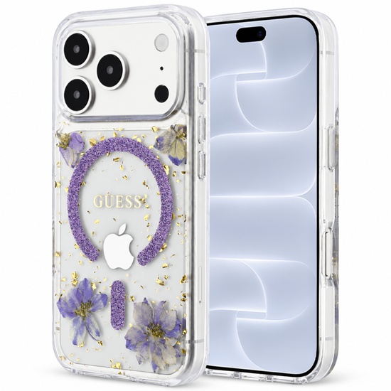 Guess Husa Resin Flowers and Glitter MagSafe iPhone 18 Pro / 17 Pro Mov