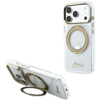 Guess Husa Ring Stand Script Metal Logo MagSafe iPhone 18 Pro / 17 Pro Transparent