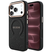 Guess Husa Saffiano Peony & Ring MagSafe iPhone 18 Pro Max / 17 Pro Max Negru
