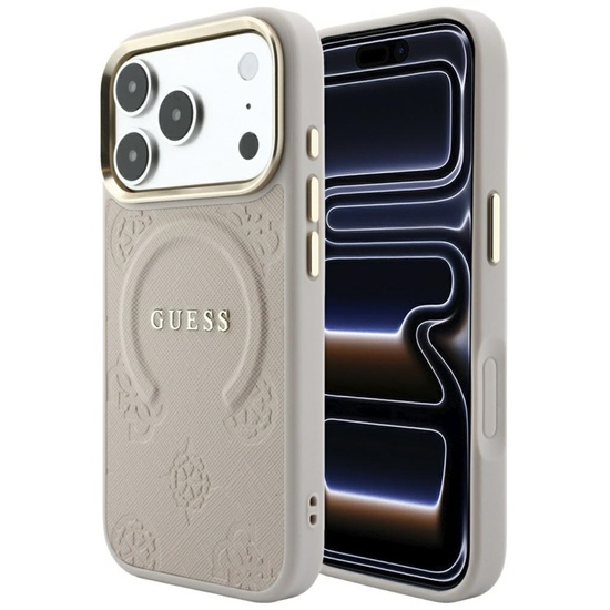Guess Husa Saffiano Peony & Ring MagSafe iPhone 18 Pro Max / 17 Pro Max Roz