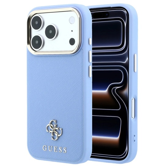 Guess Husa Saffiano Small 4G Classic MagSafe iPhone 18 Pro / 17 Pro Light Blue