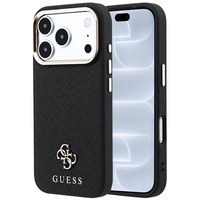 Guess Husa Saffiano Small 4G Classic MagSafe iPhone 18 Pro / 17 Pro Negru