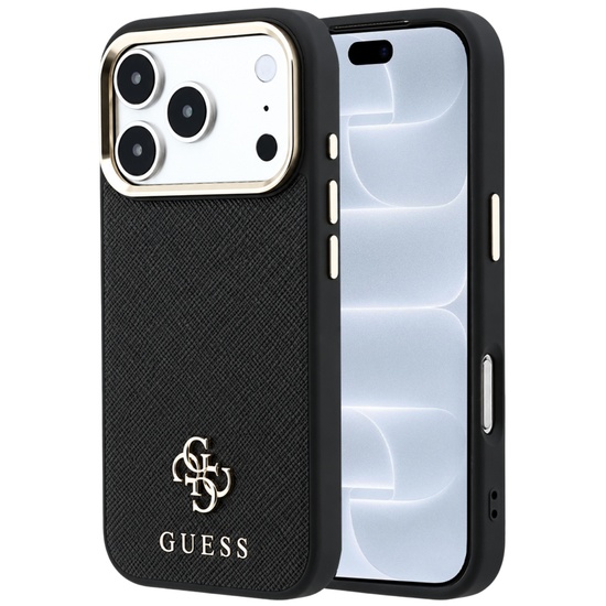 Guess Husa Saffiano Small 4G Classic MagSafe iPhone 18 Pro / 17 Pro Negru