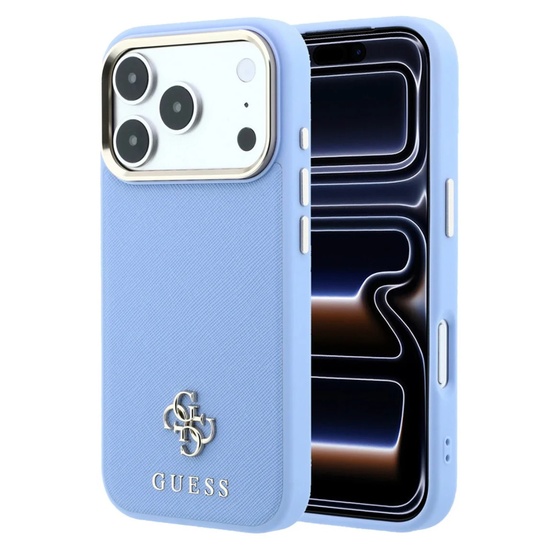 Guess Husa Saffiano Small 4G Classic MagSafe iPhone 18 Pro Max / 17 Pro Max Light Blue