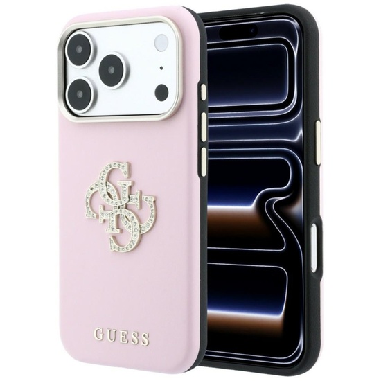 Guess Husa Smooth Big Strass Logo iPhone 18 Pro / 17 Pro Roz