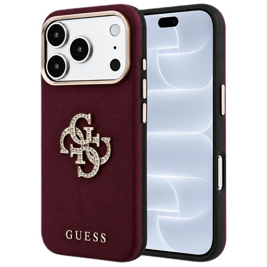 Guess Husa Smooth Big Strass Logo iPhone 18 Pro / 17 Pro Burgundy