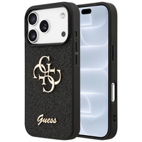Guess Husa Fixed Glitter 4G Metal Logo iPhone 18 Pro / 17 Pro Negru