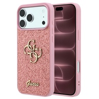 Guess Husa Fixed Glitter 4G Metal Logo iPhone 18 Pro Max / 17 Pro Max Roz