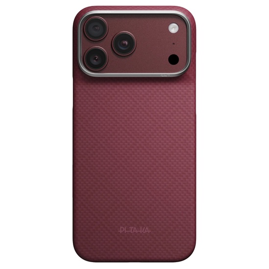Pitaka Husa Ultra-Slim Argyle Aramida Magsafe iPhone 18 Pro Max / 17 Pro Max Burgundy
