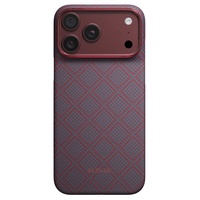 Pitaka Husa Ultra-Slim Argyle Aramida Magsafe iPhone 18 Pro / 17 Pro Blue's Red
