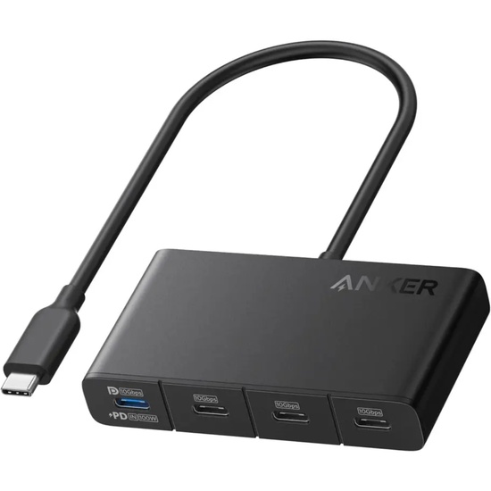Anker Multihub 4 in 1 PD100W in, 85W PD out USB-C x 4 porturi, incarcare prin USB Type-C, viteza 10 Gbps, conectare prin USB-C , Gri
