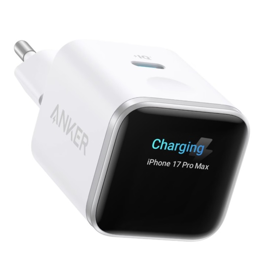 Anker Incarcator Retea Smart Display Fast Charging PD 45W, Type-C, Alb