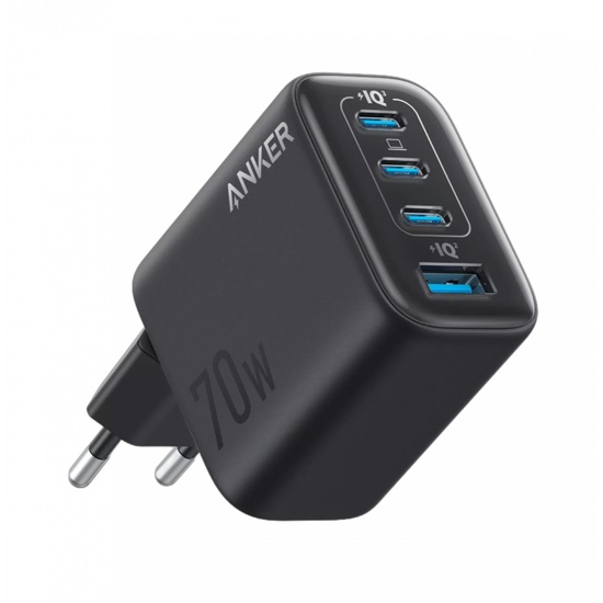 Anker Incarcator Retea Zolo Fast Charging PD 3.0,70W, 3x USB-C, 1x USB-A, Negru