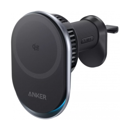 Anker Incarcator Auto Prime MagGo AirCool 48W max prin USB-C, Qi2 25W wireless, iluminare, 1 x USB-C, 1 x USB-A, 1 x wireless magnetic, pentru grila de ventilatie, Negru