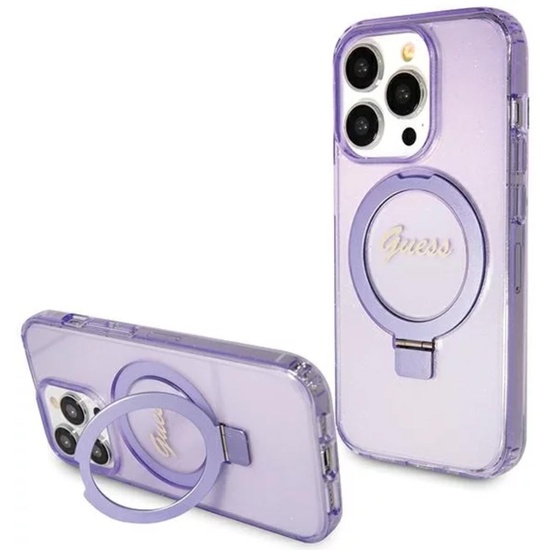 Guess Husa Ring Stand Glitter MagSafe iPhone 15 Pro Max Mov