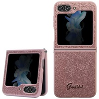 Guess Husa TPU Glitter Flakes Metal Logo Samsung Galaxy Z Flip5 Roz