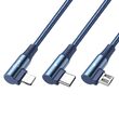 Cablu Lightning, MicroUSB si Type-C Mcdodo 3 in 1 90 Degree Blue (3A, 1.2m)