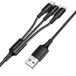 Cablu Borofone BX50 Fresco 3 in 1 USB la Lightning, MicroUSB si Type-c, 2.4A, 1m, Negru