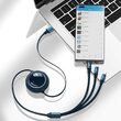Cablu USB la Lightning, MicroUSB si Type-c Baseus Bright Mirror 3 in 1 Retractabil Blue