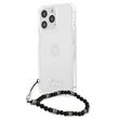 Husa iPhone 13 Pro Guess Script & Black Pearls Transparent