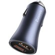 Set Incarcator Auto Baseus Golden Contactor Pro Dual 2x USB Quick Charger + Cablu USB la Type-C ,1 m Dark Gray 