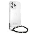 Husa iPhone 13 Pro Guess Script & Black Pearls Transparent