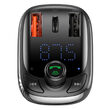 Modulator FM Audio Baseus T Typed MP3 PPS Quick Charger 3 Ports Black