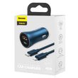 Incarcator Auto USB si Type-C Baseus Golden Contactor Pro Dual Quick Charger Blue + Cablu Type-c la