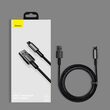 Cablu USB la Lightning Baseus Tungsten Gold Fast Charging 2.4A Black (1m, impletitura nylon)