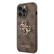 Husa iPhone 14 Pro Max Guess Leather 4G Metal Logo Brown