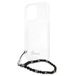 Husa iPhone 13 Pro Guess Script & Black Pearls Transparent